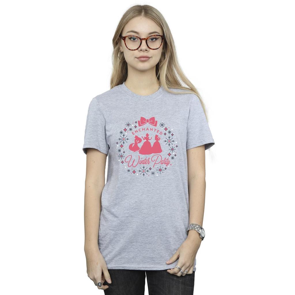 Disney Womens/Ladies Princess Winter Party Cotton Boyfriend T-Shirt