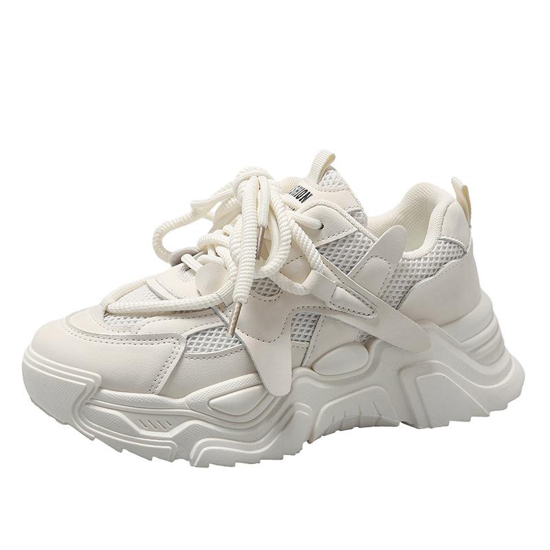 Туфли на толстой подошве для женщин, весенний стиль, модные, универсальные, увеличивающие рост, привлекающие внимание, небольшие спортивные, беговые и повседневные туфли