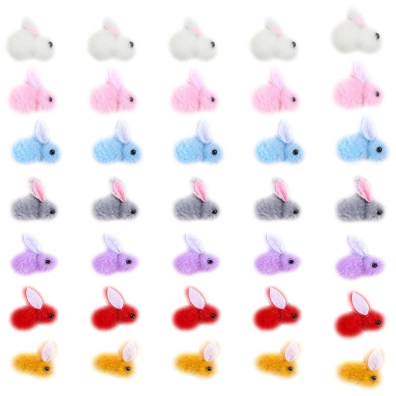 Assorted Bright Crafting Supplies - 35Pcs of Colorful Bunnies Ideal for Spring Celebration Basket Stuffers and Party Fav