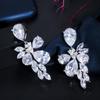 CMM Luxury Bridal Silver Color Jewelry Water Drop Cubic Zirconia Drop Earrings