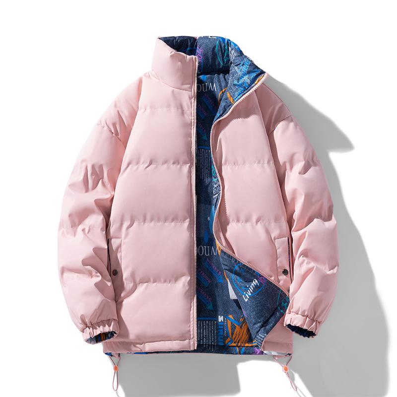 Двусторонняя одежда, мужская зимняя теплая стеганая куртка, свободная модная брендовая студенческая пара с стеганой курткой