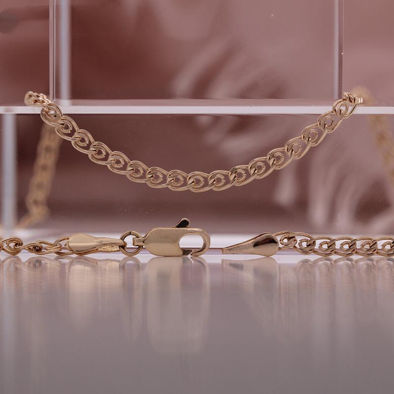 Rose Gold Color Italian Craftsmanship Delicate Girl Woman Bracelet Necklace Combination Long Chain