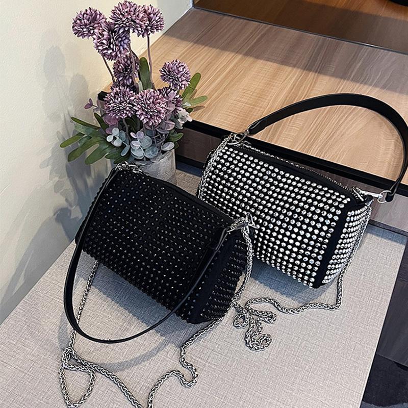 Rhinestone Luxury Evening Bag Ladies Cylinder Diamond Crossbody Bag Party Fashion Handbag Designer Shoulder Bag For Women