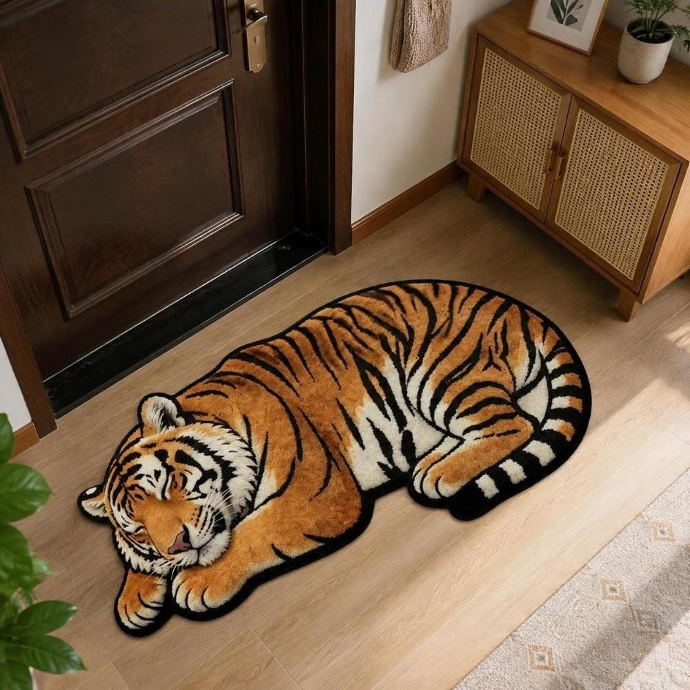 Diatomite Tiger Shape Rug Non-slip Irregular Bath Rug Tiger Floor Mat Home Entrance Decor