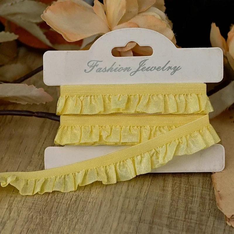 21 Color Stretchy Ealstic Ruffle Pleat Dance Shirt 1.5-2.5cm Wide Skirt Dress Edging Lace Trim Ribbon 10 Meters