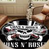 Guns Roses Fire Logo Round Rug for Livingroom,Bedroom, Palyroom, Chair Rug, Area rug, Circle Carpet, Large Size Decor Fan Christmas gift