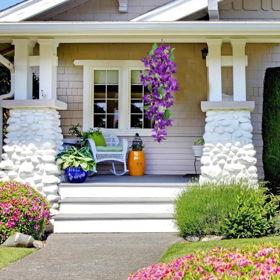 2 шт. подвесной искусственный бугенвиллея Speetabilis устойчивый к ультрафиолетовому излучению реалистичный искусственный цветок для свадебной вечеринки в помещении, на открытом воздухе, в саду, дворе, украшение из искусственного цветка