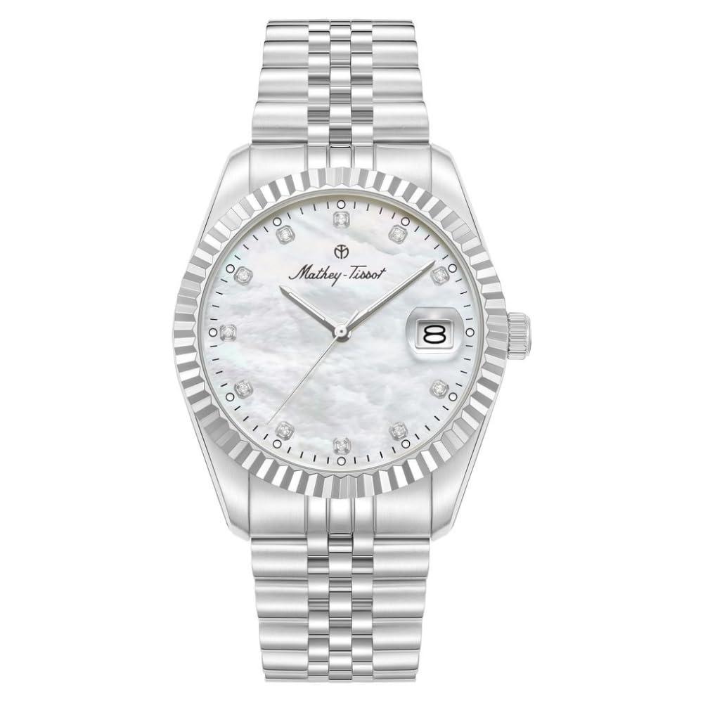 Мужские кварцевые часы Mathey-Tissot H250953A-B с циферблатом из белого перламутра