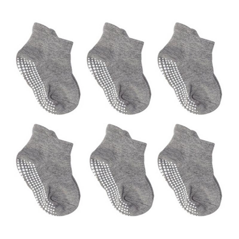 6 пар/лот, хлопковые детские противоскользящие носки-лодочки для мальчиков и девочек, детские носки в пол с низким вырезом и резиновыми ручками