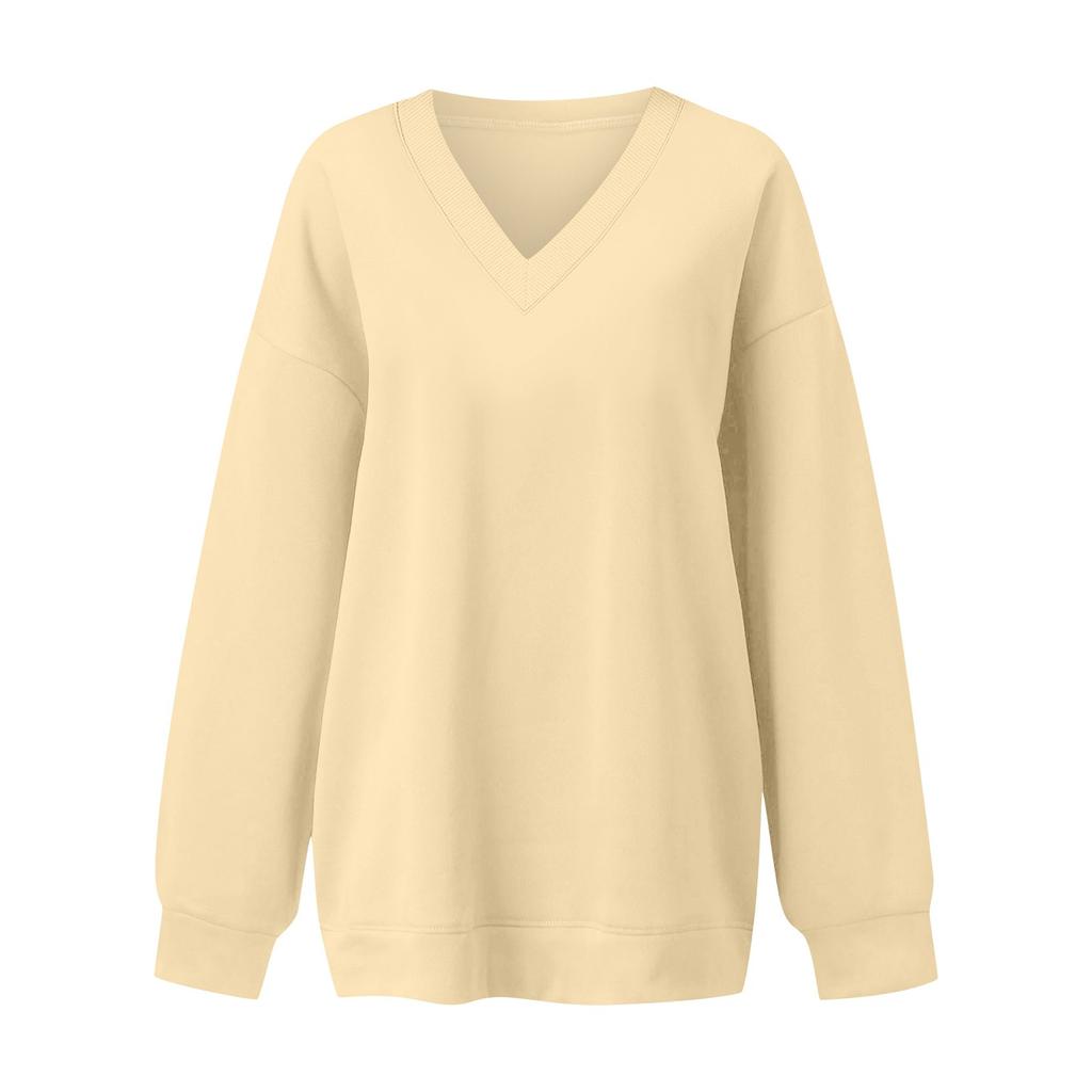 Women's Sweatshirt Sports Flannel  Sweatshirt Long Sleeve Top Casual V-Neck Sweatshirt