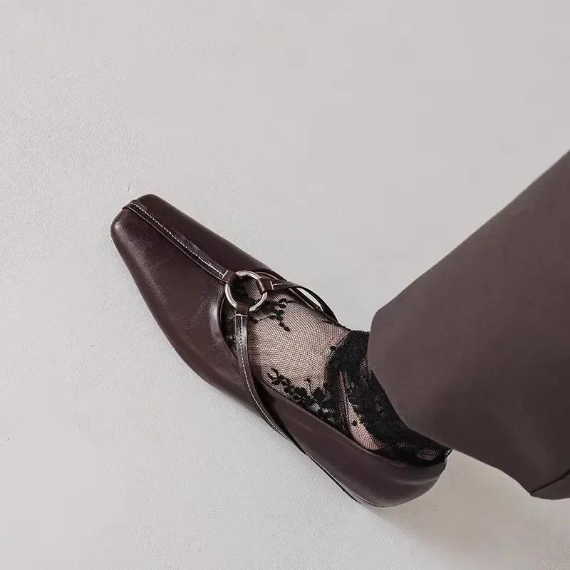 Французские ретро женские туфли-лодочки Осенние модные удобные женские туфли на низком каблуке Элегантные и простые женские туфли-лодочки