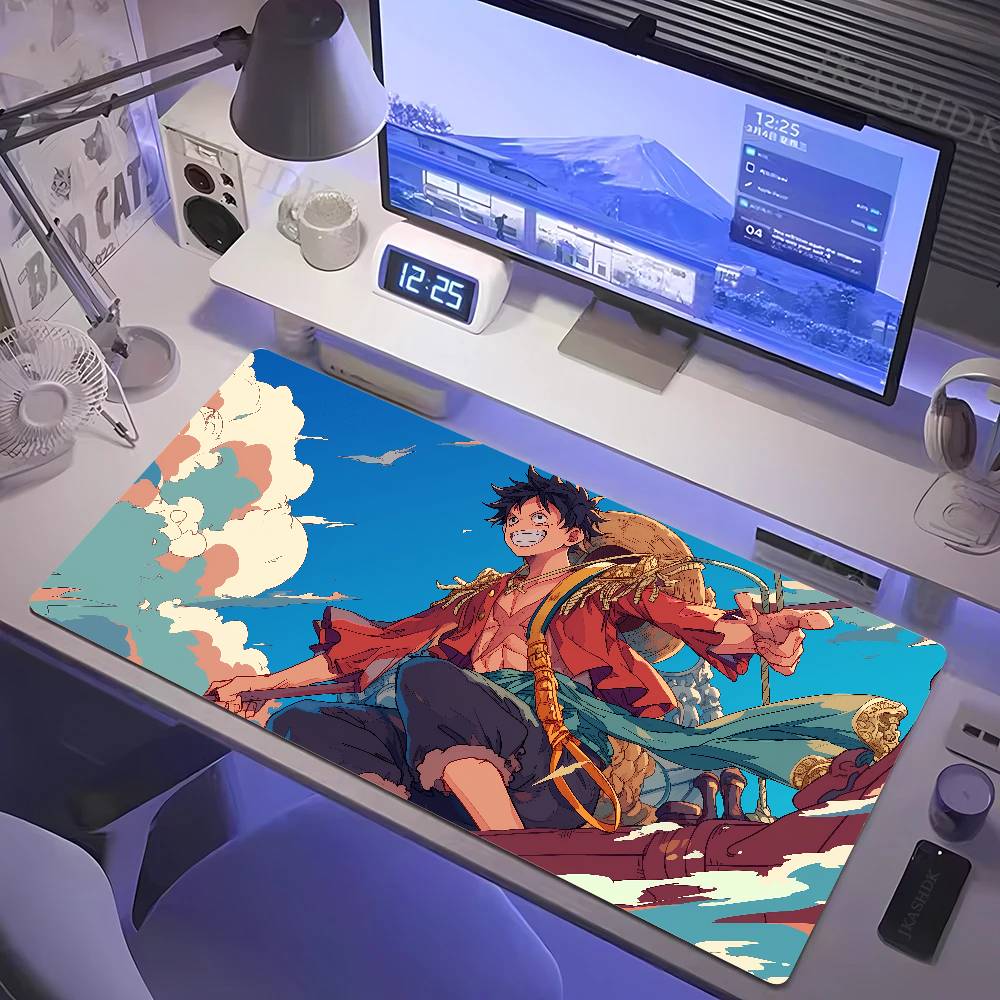 Игровой коврик для мыши One Piece Монки Д. Дракон Аниме Большой резиновый коврик для клавиатуры и стола С дизайном прошитого края 2 мм