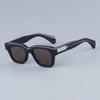 JMM Fellini Square Sunglasses Handmade in Japan Imported Acetate Classical Acetate Black Optical Frame with Metal on Arms