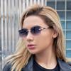 Солнцезащитные очки без оправы с бриллиантовой отделкой Женские многоугольные солнцезащитные очки с маленькой оправой Женские уличные очки Тренд