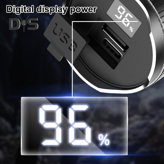 High Powered Flashlight 4 Modes Adjustable Super Bright Waterproof Zoomable Rechargeable Tactical Flashlight with Power Display