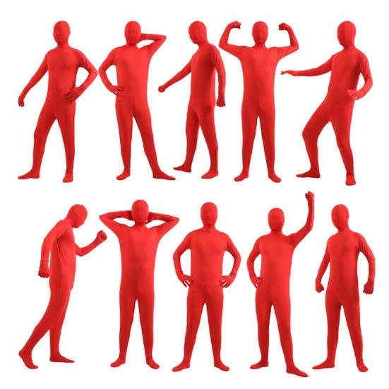 Halloween Jumpsuit Tight Fit Breathable Long Sleeves Hooded Elastic Solid Color Invisible Jumpsuit