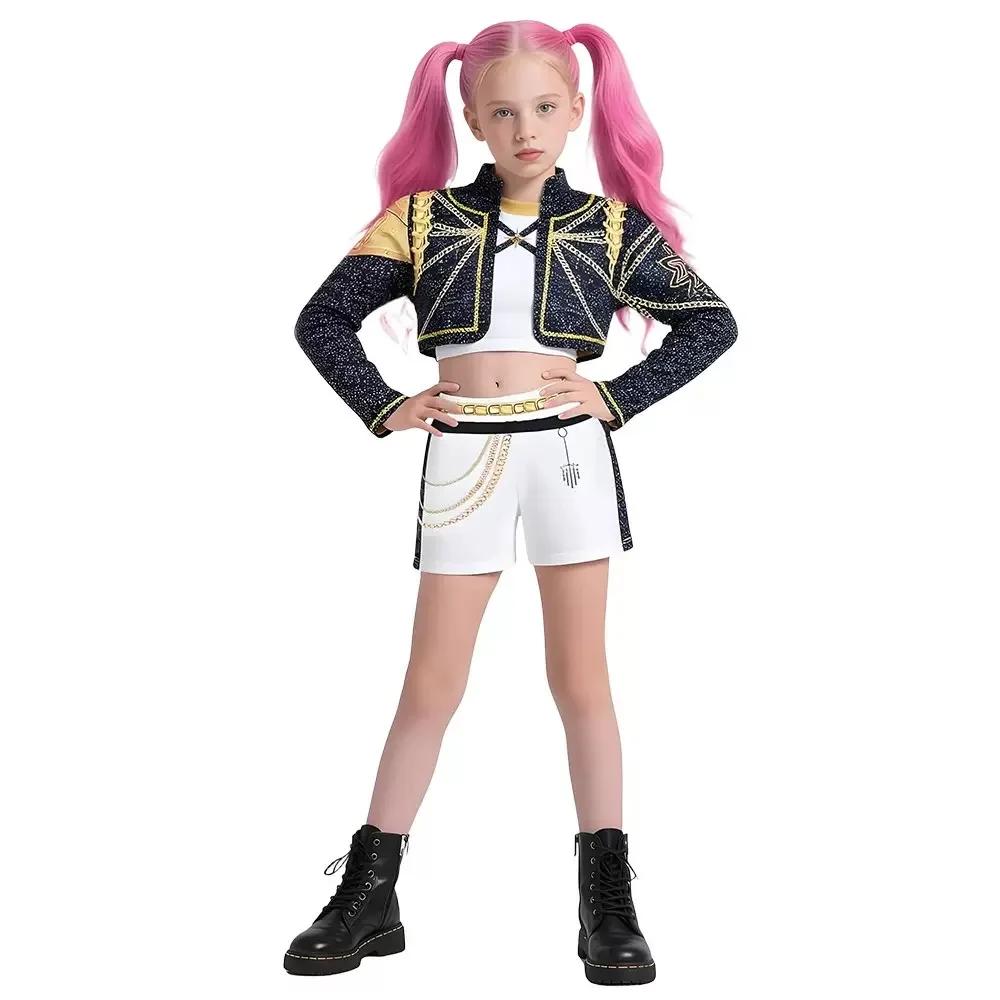 Новый Воин K Pop Маскарад Костюм Руми Косплей Зои Одежда Миры Черный 3D Печать Девичья Группа Женские Костюмы на Хэллоуин Наряды