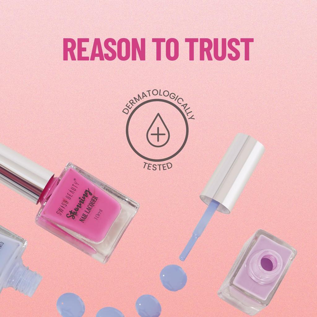 Потрясающий лак для ногтей | Устойчивый к сколам, быстросохнущий лак для ногтей | Высокопигментированный с высоким блеском лак для ногтей | 10 мл