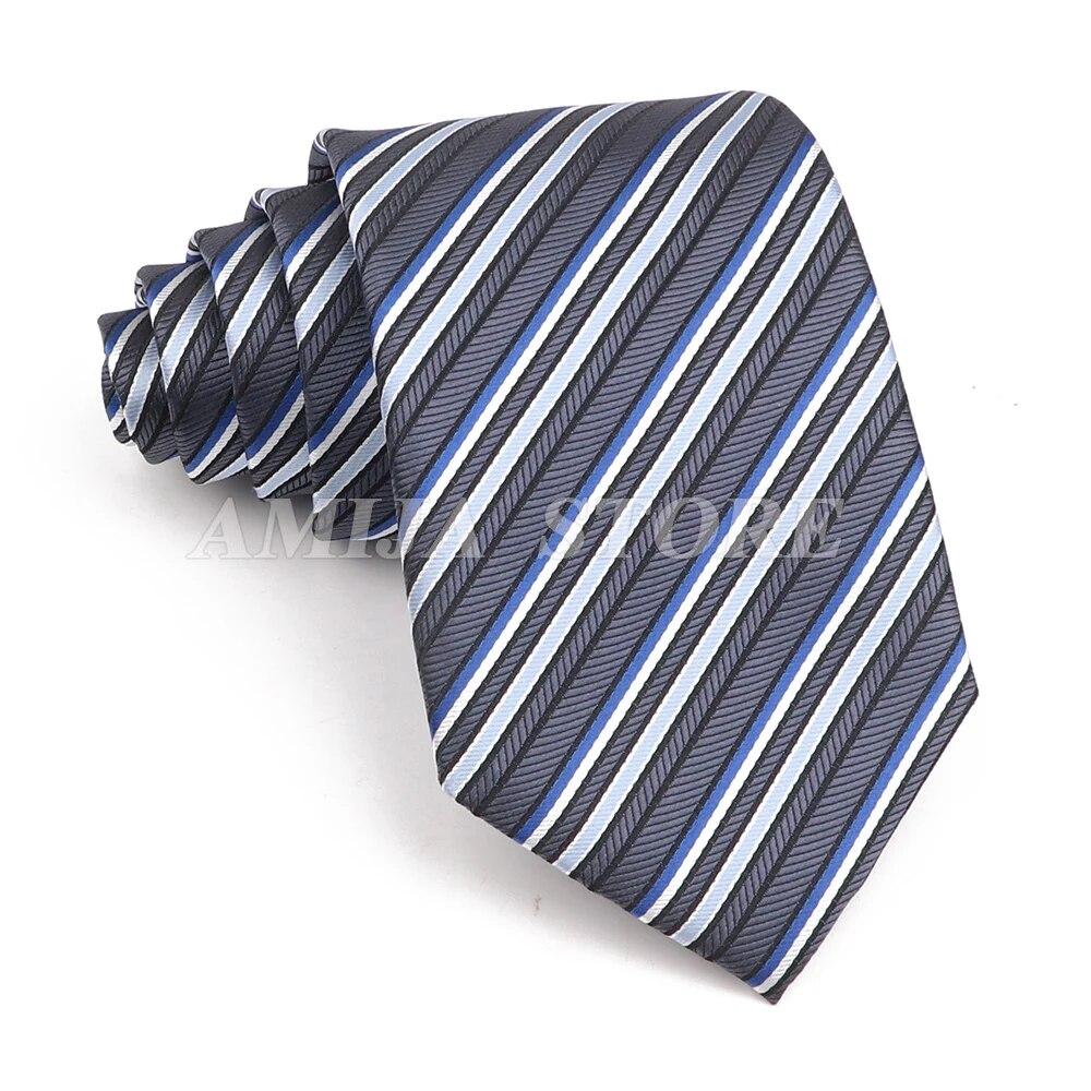 Men's Stripe Grey Navy Blue Wedding Ties Jacquard Woven 8CM Ployster Polka Floral Neck Ties