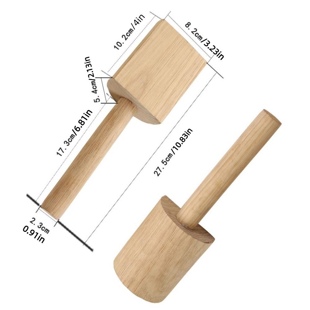 Wooden Mud Hammer with Handle Pottery Mud Plate Smooth Mud Molding Tool DIY Crafts