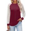 Women's  Long Sleeve  T Shirts Round Neck Lace Tops  Casual Blouses Trendy  Fashion Top