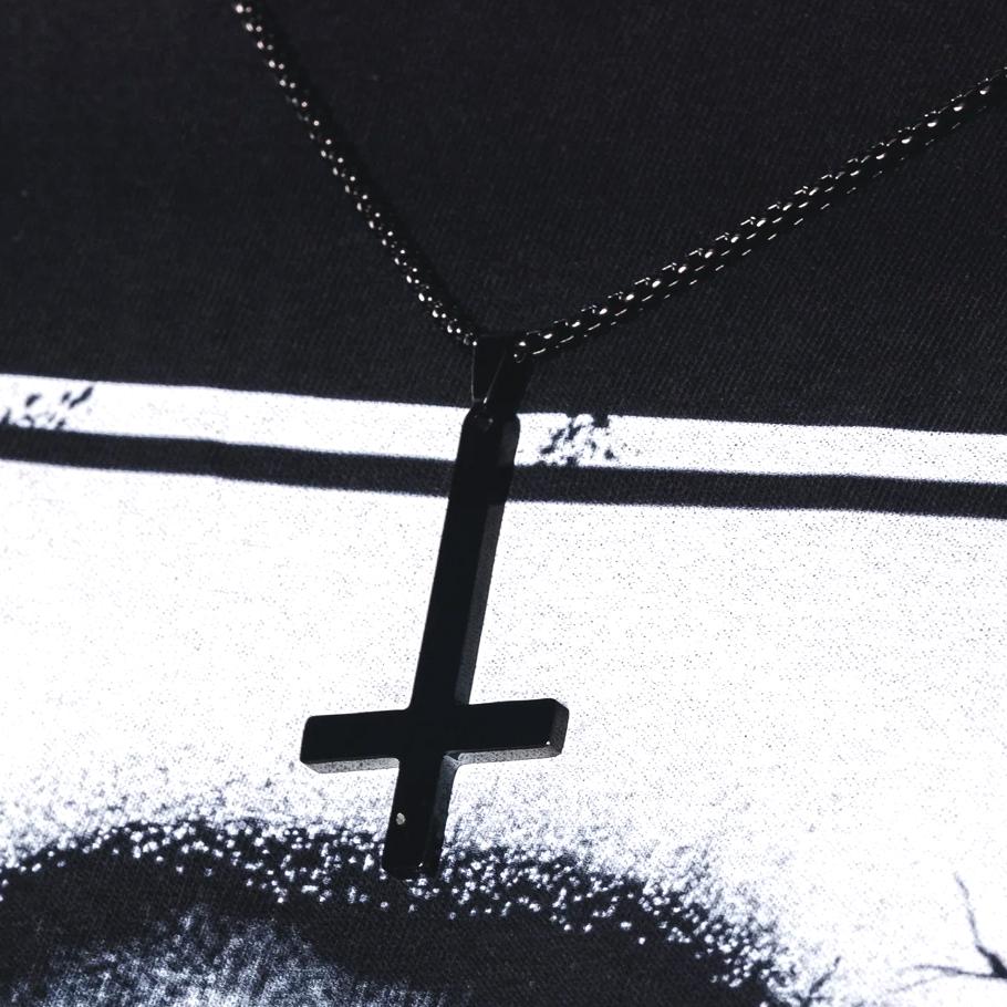 Ювелирные изделия из нержавеющей стали перевернутый крест цепочка ожерелье для мужчин, перевернутый крест ожерелье кулон ожерелье с перевернутым крестом