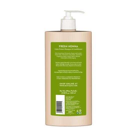 Шампунь-кондиционер с Хной (650 мл), Fresh Henna Color Protect Shampoo & Conditioner,  Biotique
