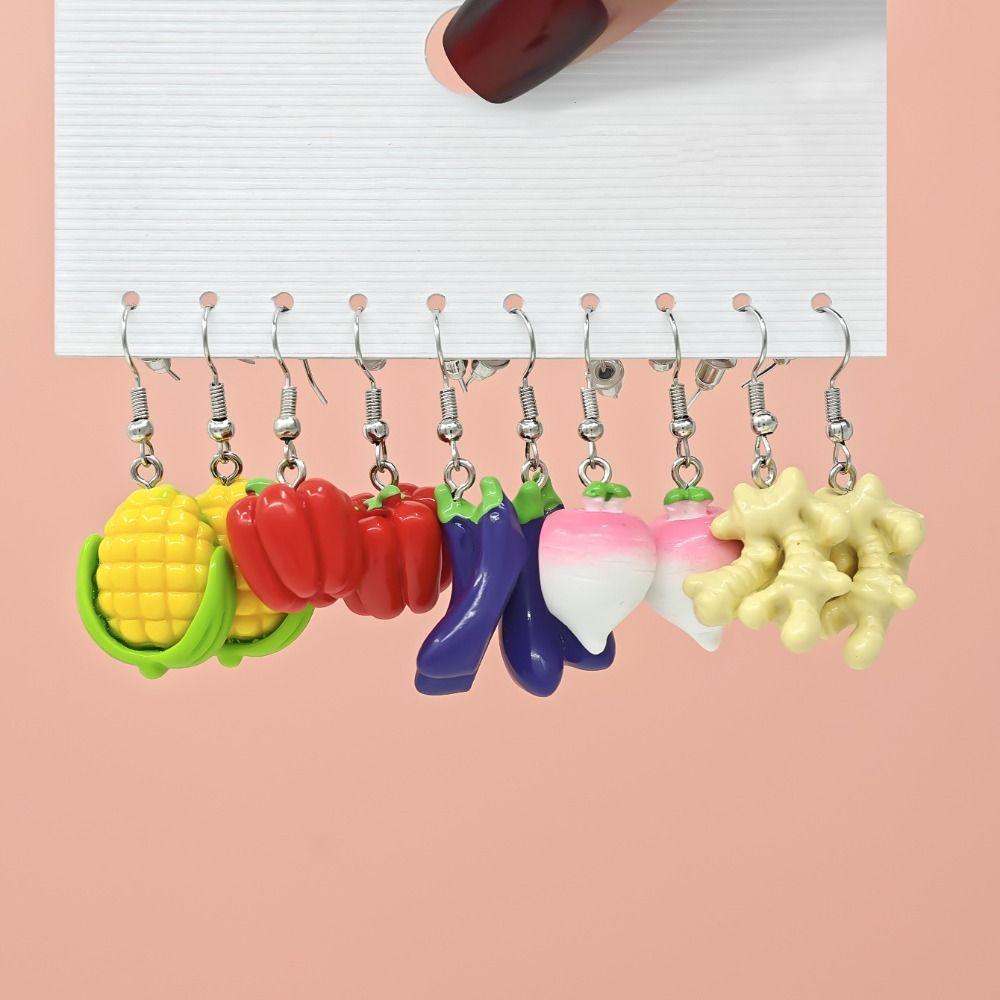 20 пар красочных серег-подвесок из смолы в виде овощей для женщин