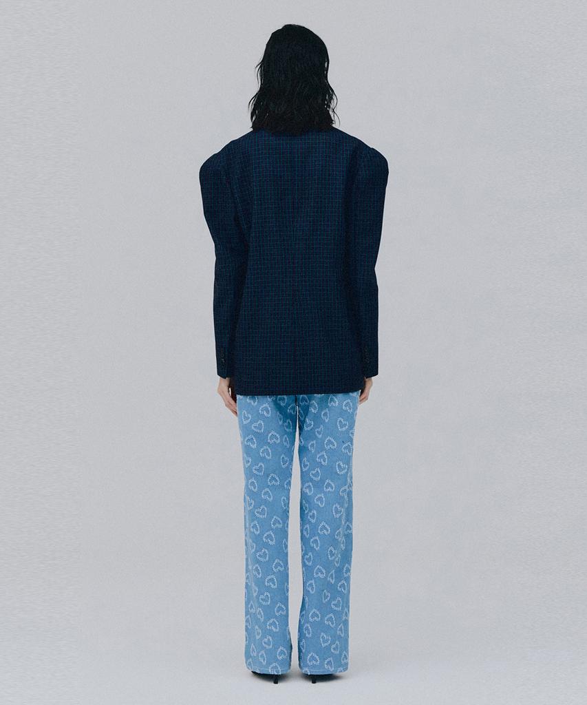 VEDERMI Heart Pattern Light Blue Denim Pants