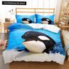 Пододеяльник с изображением китов King Queen, комплект постельного белья с изображением морских животных, водорослей, морских звезд, морских обитателей, пододеяльник из синего полиэстера