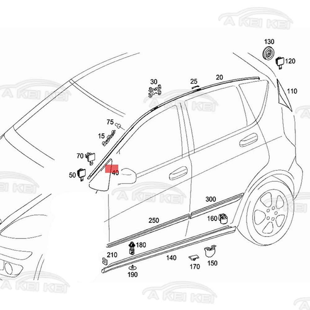 A1696900187 For Mercedes-Benz A-Class W169 2004-2012 Car Door Mirrior Panel Trim Rearview Triangle Cover Molding A1696900287