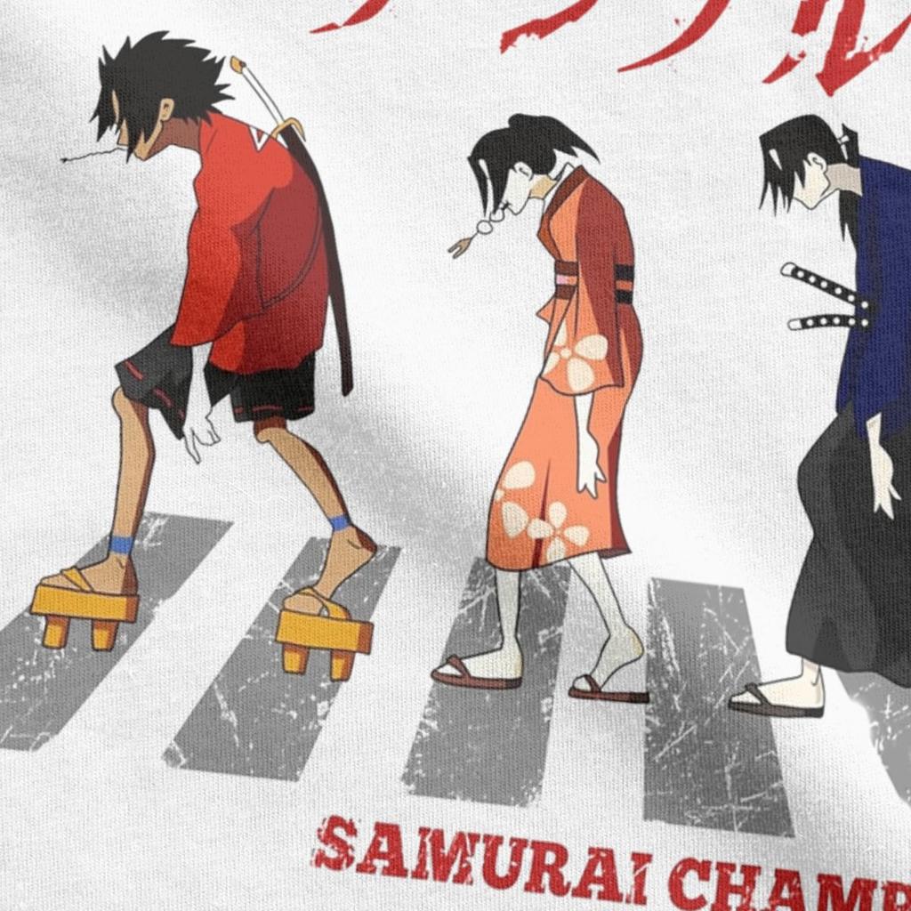 Samurai Champloo Walking Fuu Mugen Jin Футболки Мужские Чистый Хлопок Забавные Футболки Футболки с Круглым Вырезом Одежда с Коротким Рукавом С Принтом