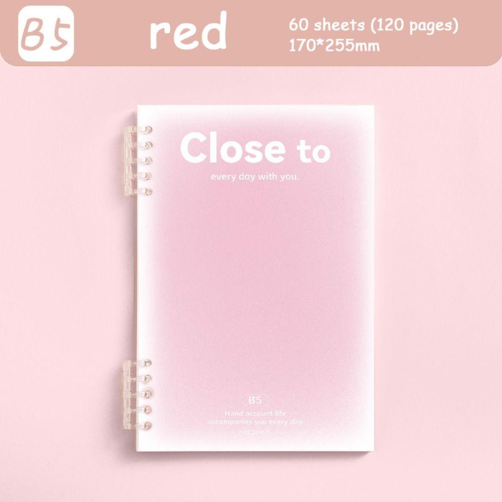 Simple Stationery A5/B5 Binder Notebook Horizontal Line Gradient Color Kawaii Loose-Leaf Notebook 60 Sheets PVC Cover