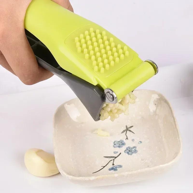 1 Pcs Stainless Steel Garlic Press Crusher Multifunction Handheld Mincer Home Cooking Vegetables Squeezer Masher Tools