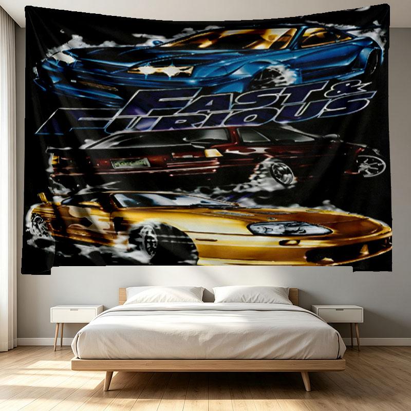 Fast & Furious Print Tapestry - Portable Wall Decor Cloth, for Home, Dorm, Travel, Bedroom, Living Room - Ideal Birthday Housewarming Gift