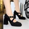 Thick Bottom High Heels Women Shoes Solid Fashion Temperament Single Shoe Spring Summer Ankle Buckle Elegant Woman Heeled Shoes