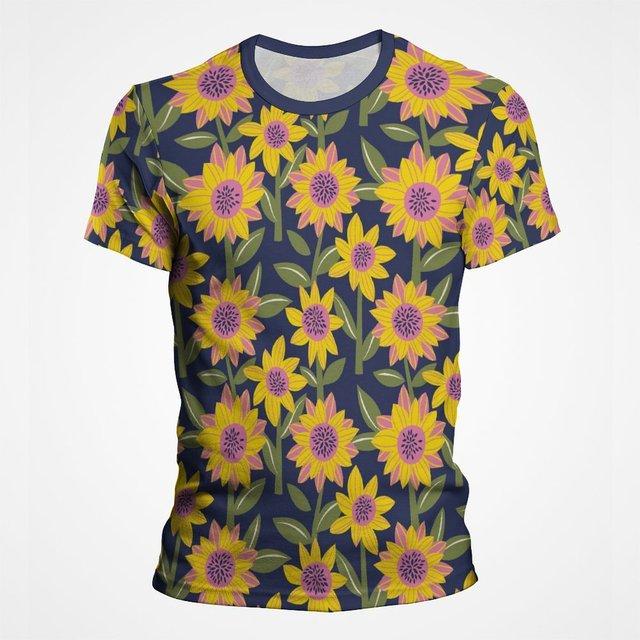 Модные футболки с 3D-принтом подсолнуха, мужские футболки с коротким рукавом и круглым вырезом, модные мужские уличные рубашки