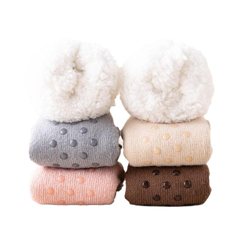 1 пара утолщенных теплых нескользящих носков для пола, бархатная обувь для домашнего использования, женская зимняя обувь