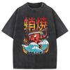Men Streetwear Washed T Shirt Anime Printed Vintage Tshirt Oversized Short Sleeve Men Clothing
