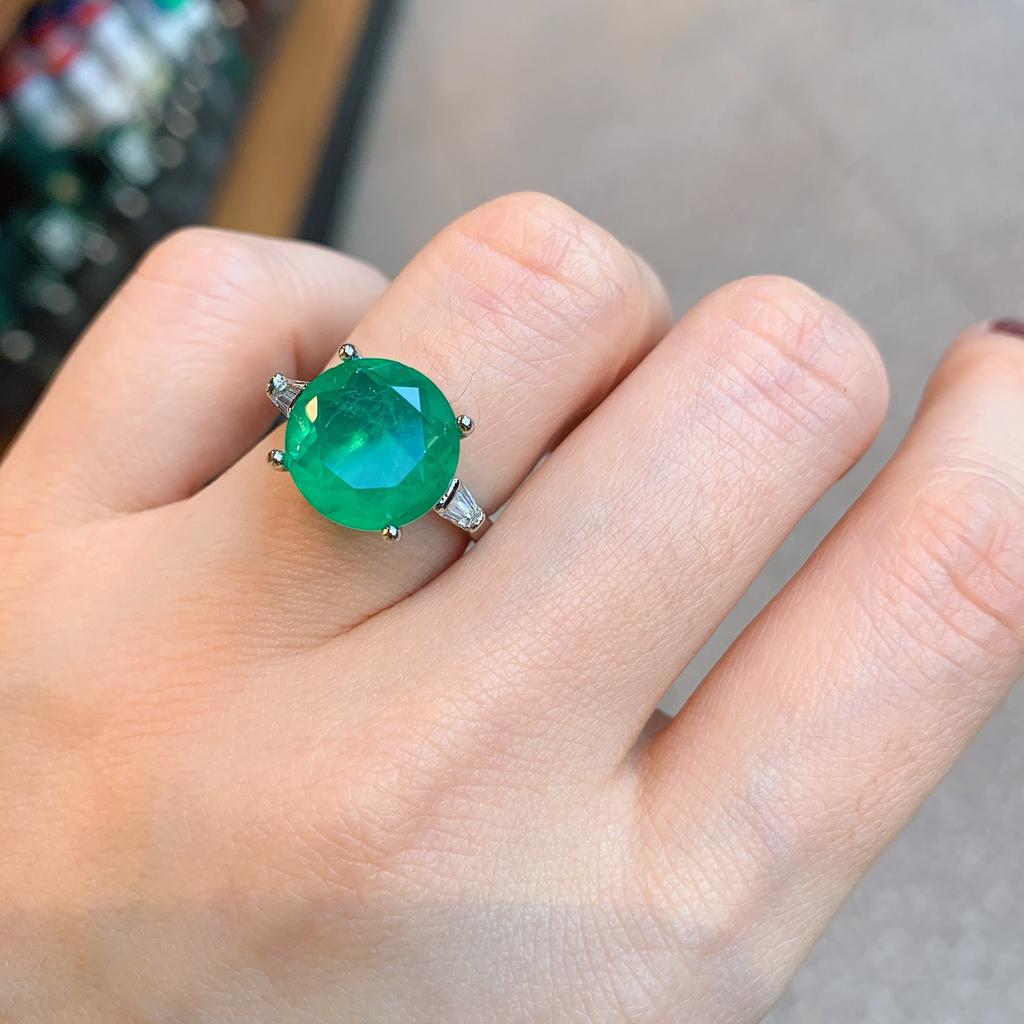 Прямая трансляция TikTok Новое трансграничное кольцо с изумрудом и имитацией Palaiba