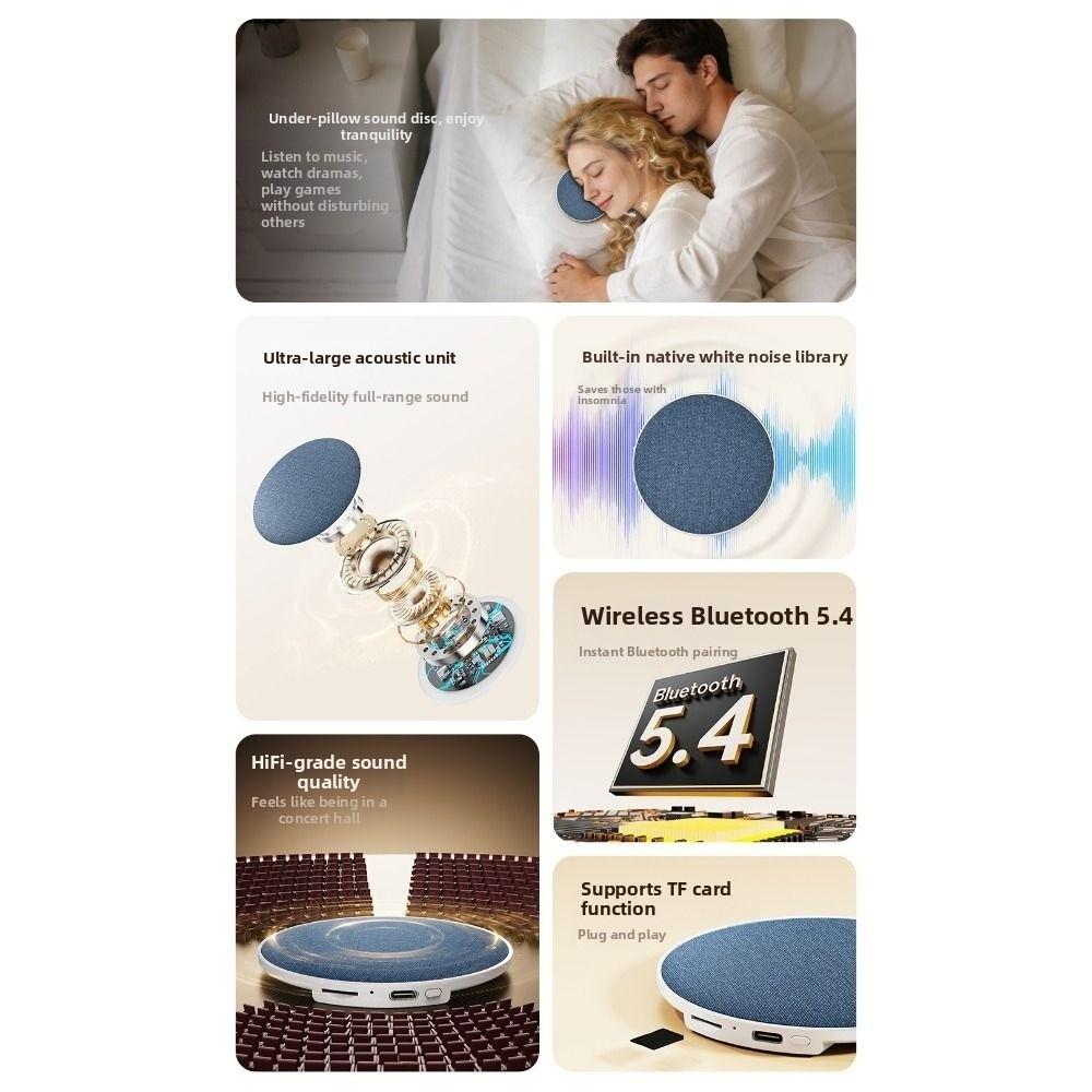 Bluetooth 5.4 Under Pillow Bluetooth Speaker HiFi Stereo Sound Sound Machine Nature Sound