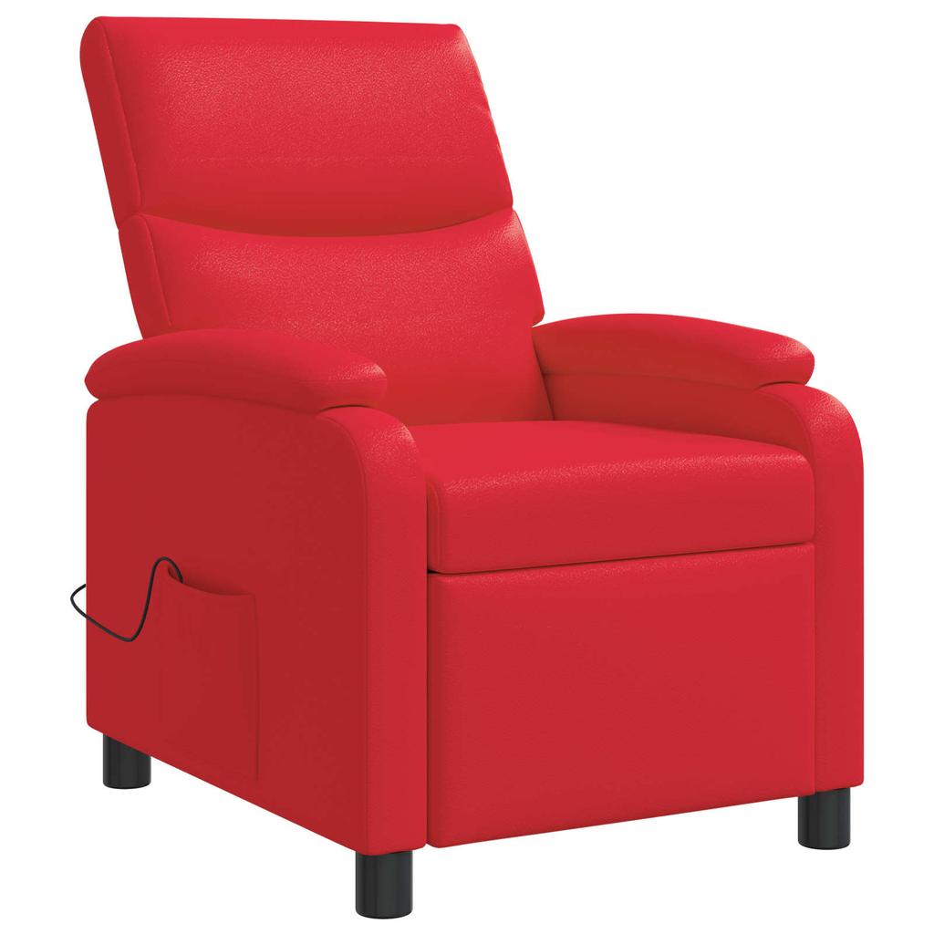 Massage Recliner Chair Red Faux Leather