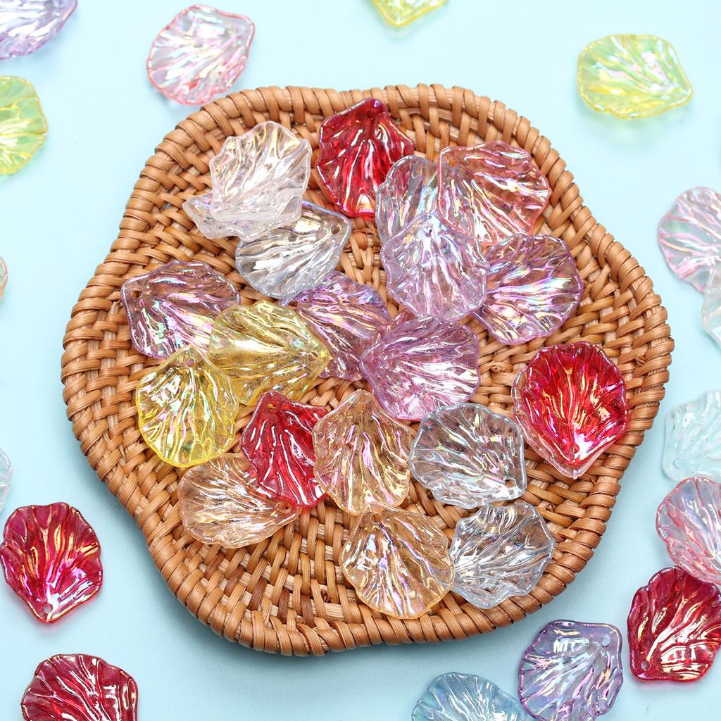 Acrylic for Jewelry Making 40pcs AB Colorful Cabbage Leaf Petal Beads Fashion Handmade Material with Holes