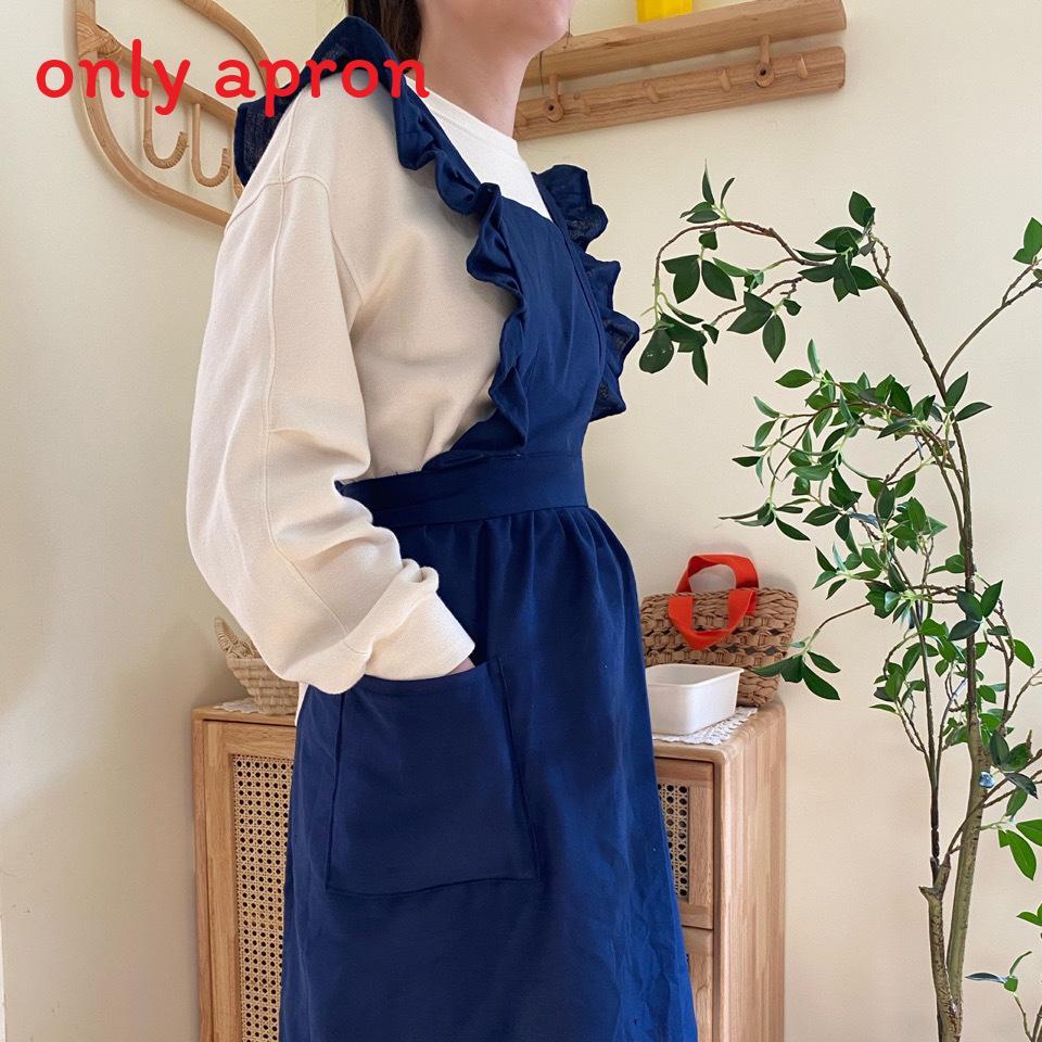 Безрукавный хлопково-льняной фартук для дома, кухни, рукоделия с оборчатым краем для женщин