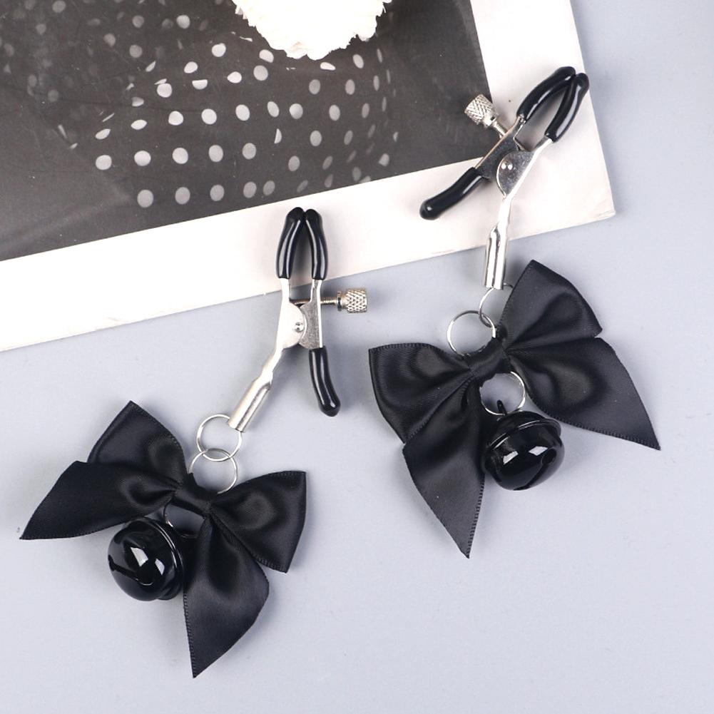 Регулируемые 4-цветные сексуальные зажимы для сосков с бантиками и колокольчиками, взрослая BDSM фетиш-игрушка для интимных игр пар