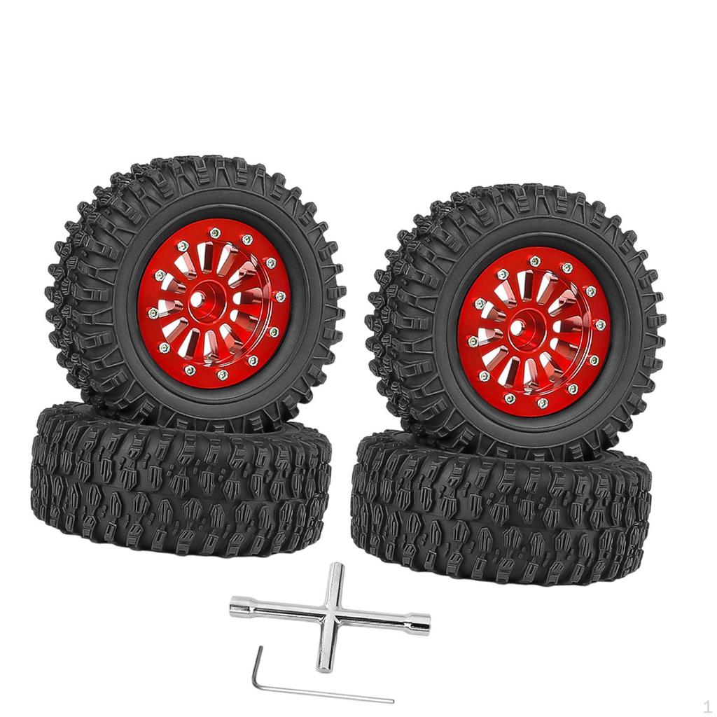 4 Pieces RC Car Wheels and Tires Crawler Sturdy Replace with Wheel Rim for