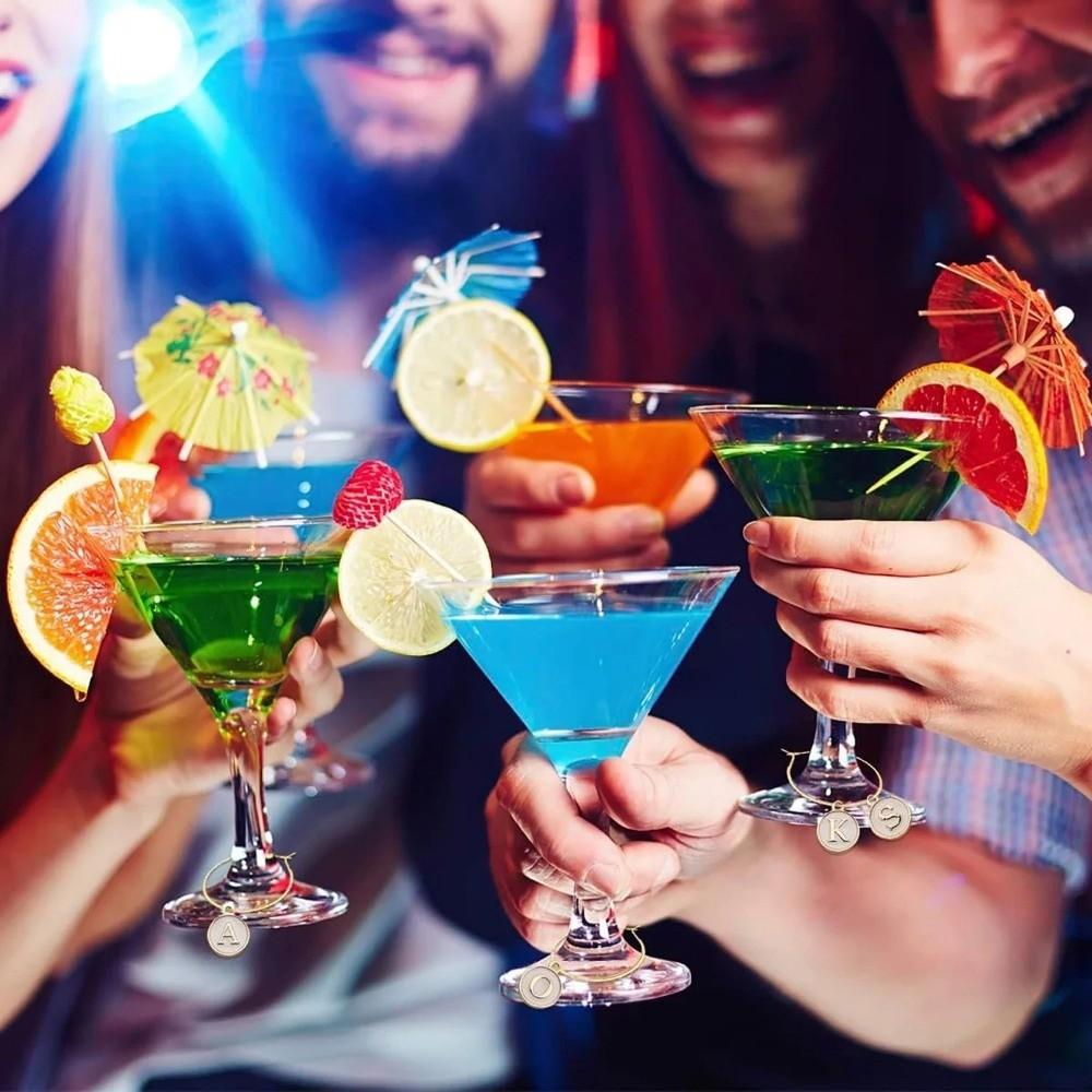 26 шт. Металлические маркеры для бокалов Подвески с буквами Обручи для бокалов Декор для свадебной вечеринки