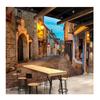 Обои Европа Город Фреска Уличный Пейзаж Постер Фреска Ресторан Кафе Интерьер Фон Домашний Декор