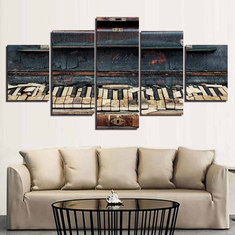 5 Pieces Abstract Retro Piano Oil Canvas Painting Posters and Prints Wall Pictures Modern Living Room Home Decor No Frame