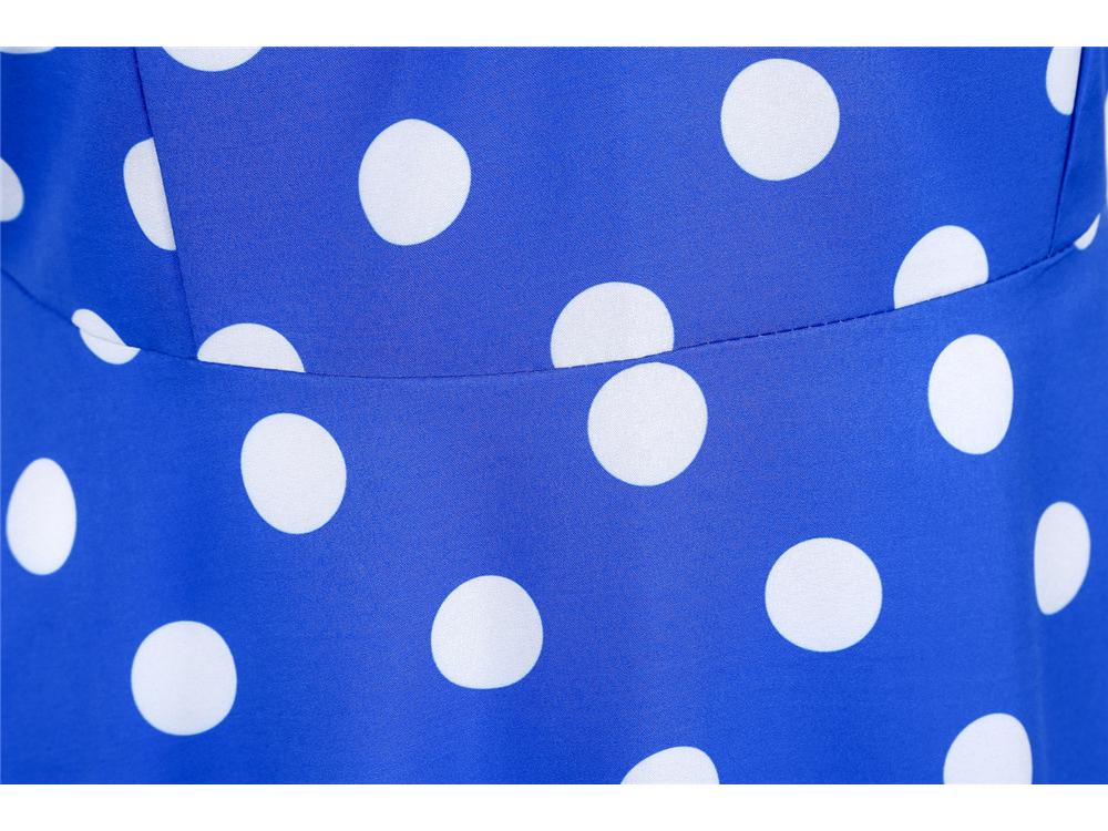 2021 Retro Polka Dot Print Swing Dress with Belt - Casual & Slim Fit
